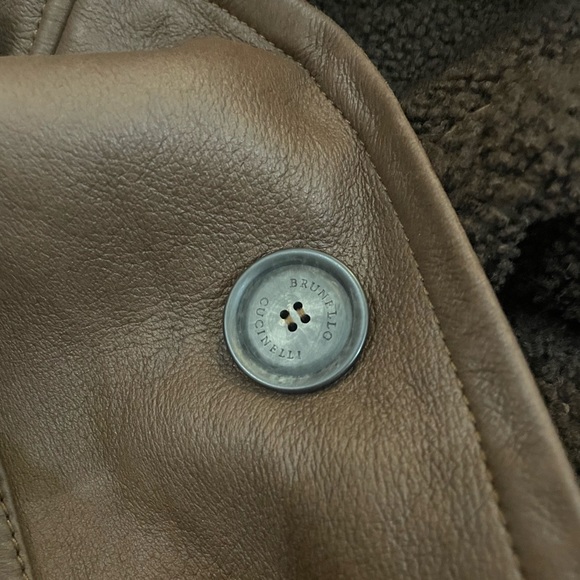 Brunello Cucinelli Mens Shearling Leather Brown Jacket Sz M - Picture 7 of 12